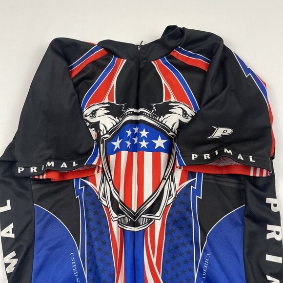 PRIMAL Cycling Jersey Men's L USA Flag Eagle Shield Zip Front United States - Picture 10 of 10